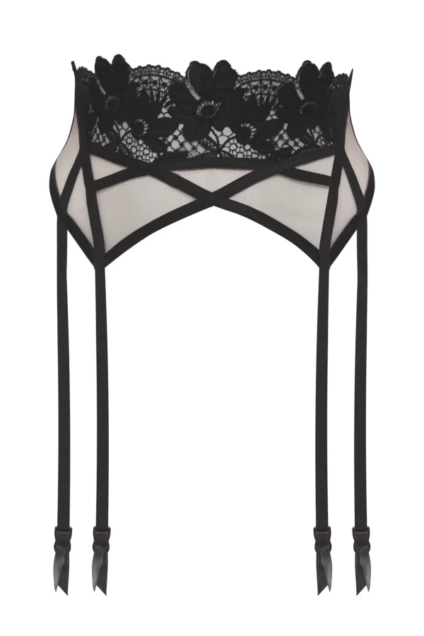 Flash Sale For Love & Lemons Aimee Floral Garter Belt Black
