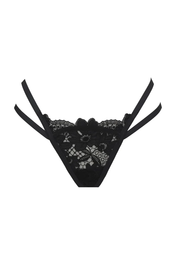Store For Love & Lemons Aimee Floral Thong Panty Black