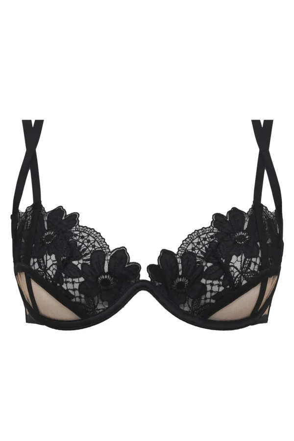 Cheap For Love & Lemons Aimee Floral Underwire Bra Black