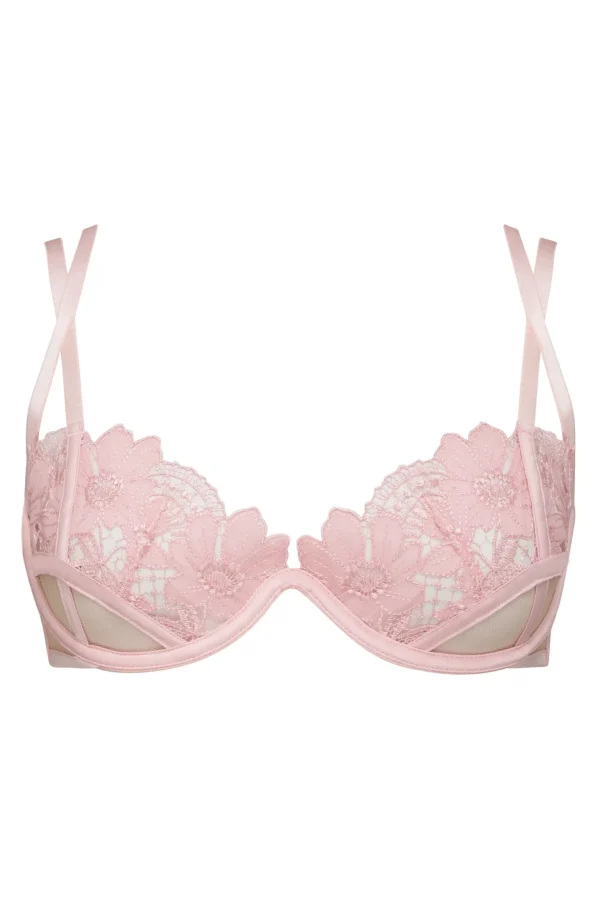 New For Love & Lemons Aimee Floral Underwire Bra Pink