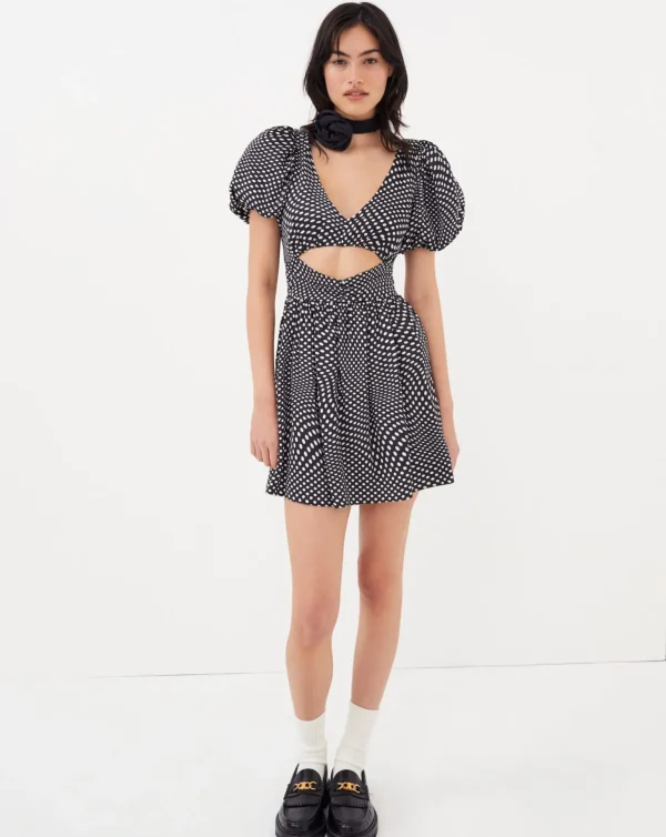 Store For Love & Lemons Anya Puff Sleeve Mini Dress Black