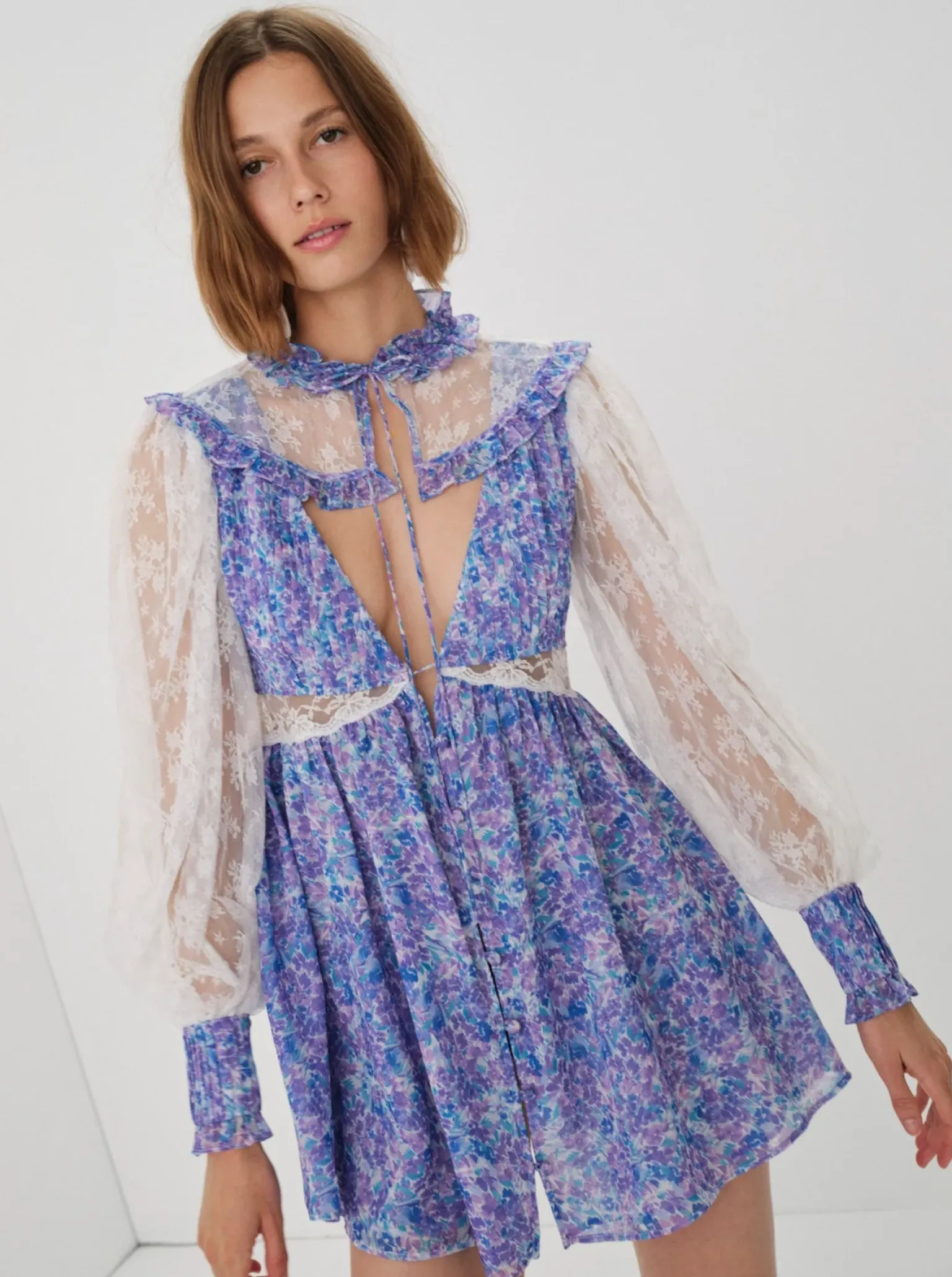 april_mini_dress_0.webp Sale For Love & Lemons April Mini Dress Purple