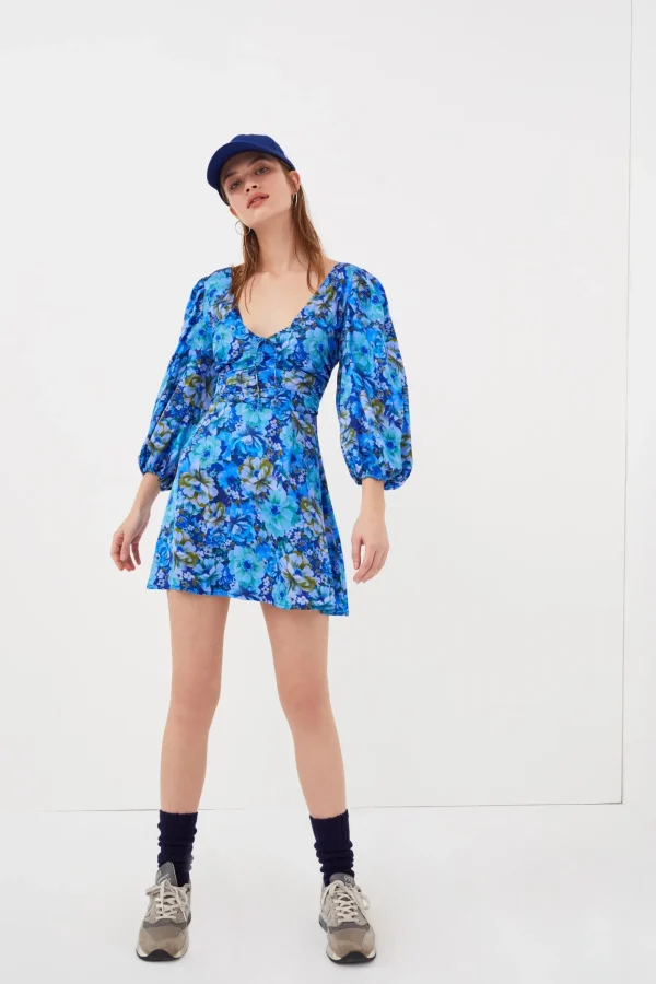 Flash Sale For Love & Lemons Astor Mini Dress Blue