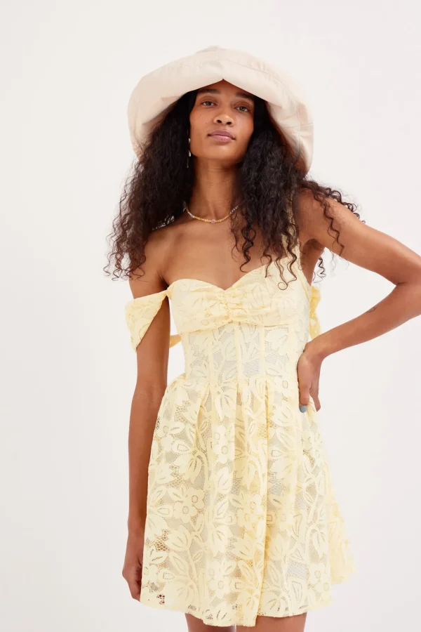 Shop For Love & Lemons August Mini Dress Yellow