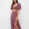 Store For Love & Lemons Barolo Midi Skirt Red