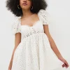 New For Love & Lemons Becca Mini Dress White