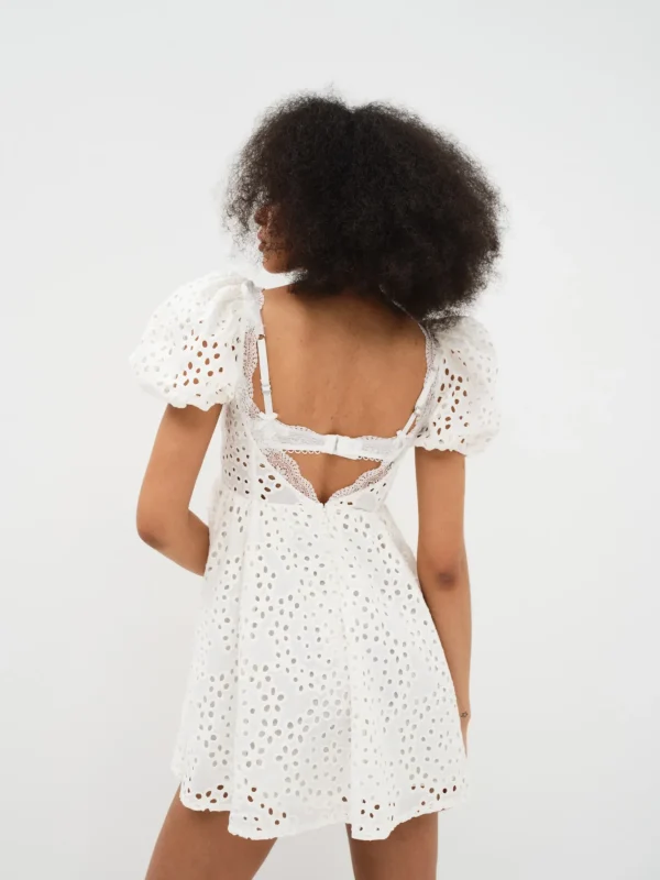 New For Love & Lemons Becca Mini Dress White