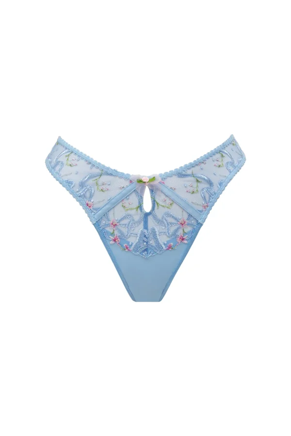 Online For Love & Lemons Bell Bow High-Waist Thong Panty Blue