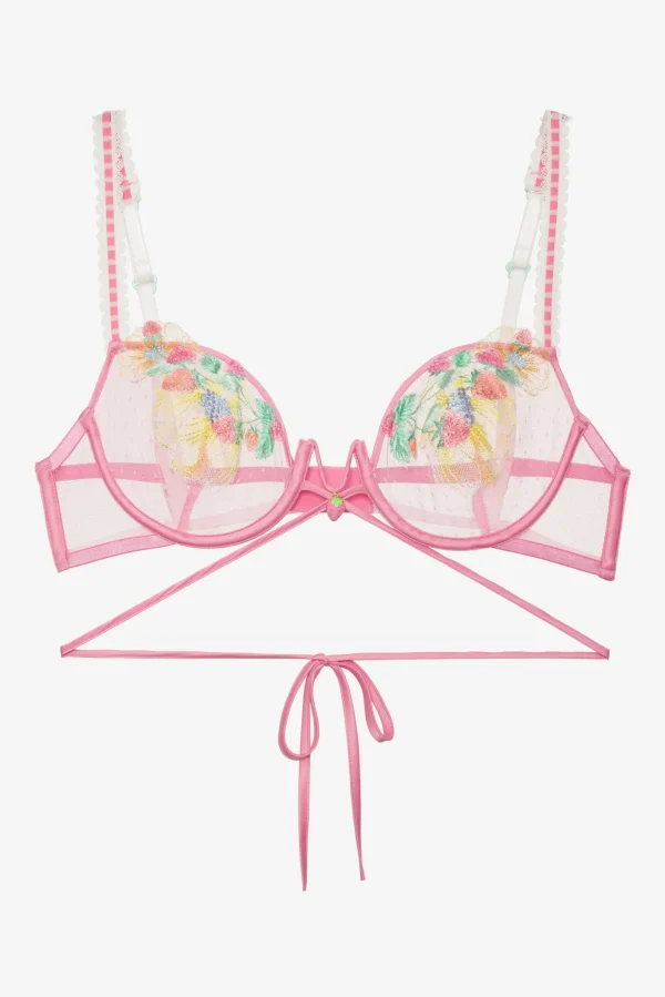 Cheap For Love & Lemons Berry Patch Underwire Bra Pink