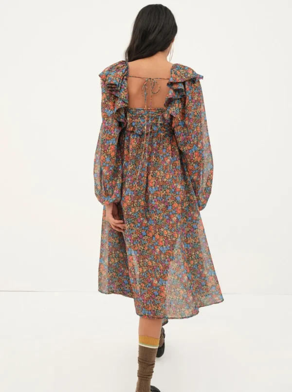 Fashion For Love & Lemons Brittany Midi Dress Blue