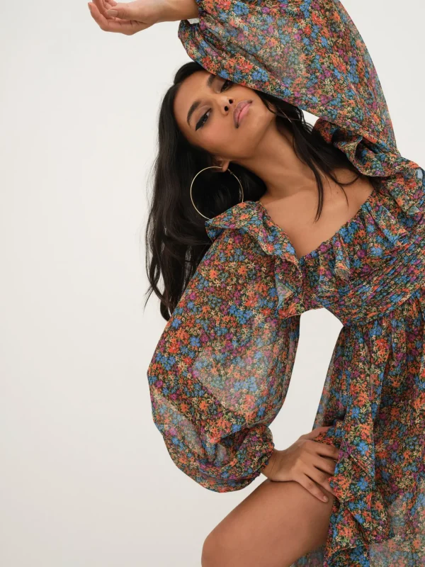Fashion For Love & Lemons Brittany Midi Dress Blue
