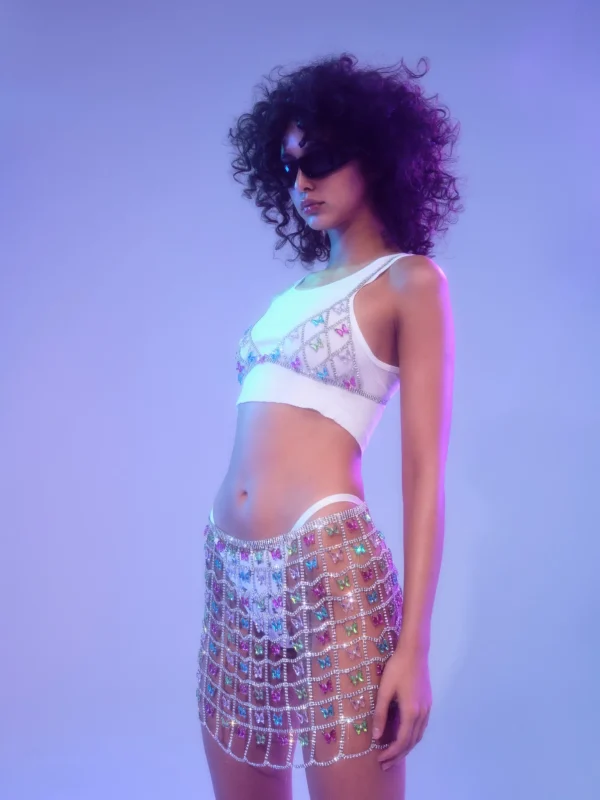 Store For Love & Lemons Butterfly Grid Skirt Multi