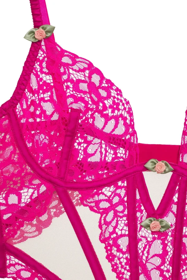 Cheap For Love & Lemons Butterfly Lace Teddy Pink