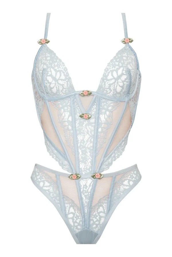 Best Sale For Love & Lemons Butterfly Lace Teddy Blue