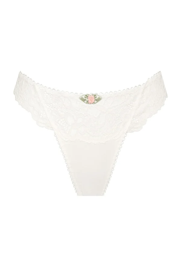 New For Love & Lemons Butterfly Lace Thong Panty White