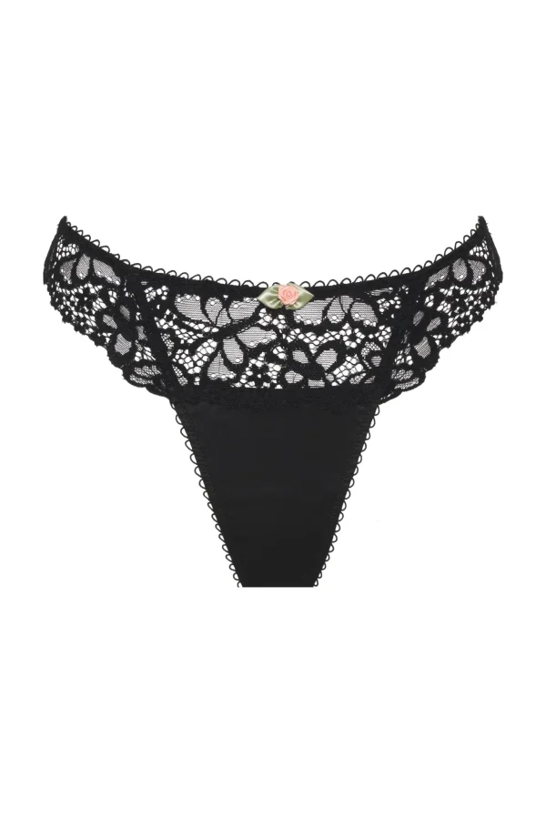 Best For Love & Lemons Butterfly Lace Thong Panty Black