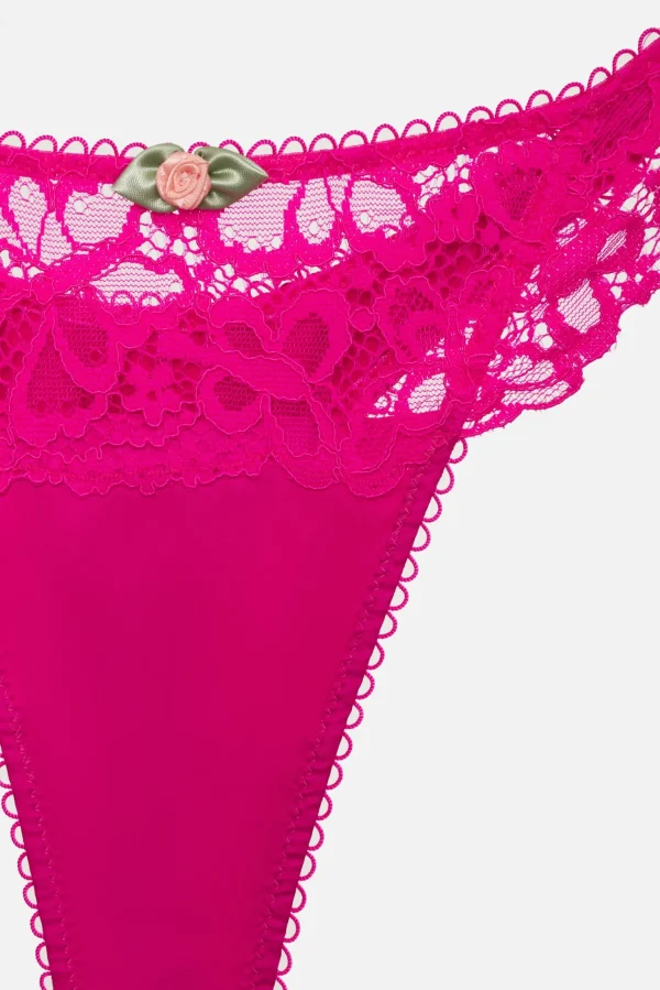 Fashion For Love & Lemons Butterfly Lace Thong Panty Pink