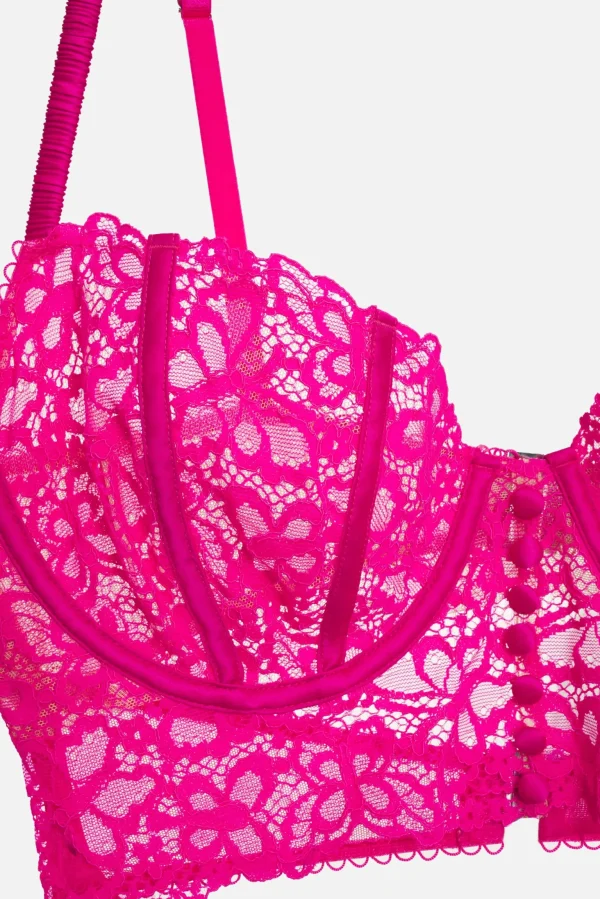 Flash Sale For Love & Lemons Butterfly Lace Underwire Bra Pink