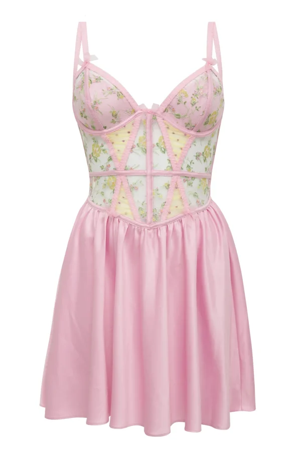 Fashion For Love & Lemons Camila Tank Slip Dress Pink