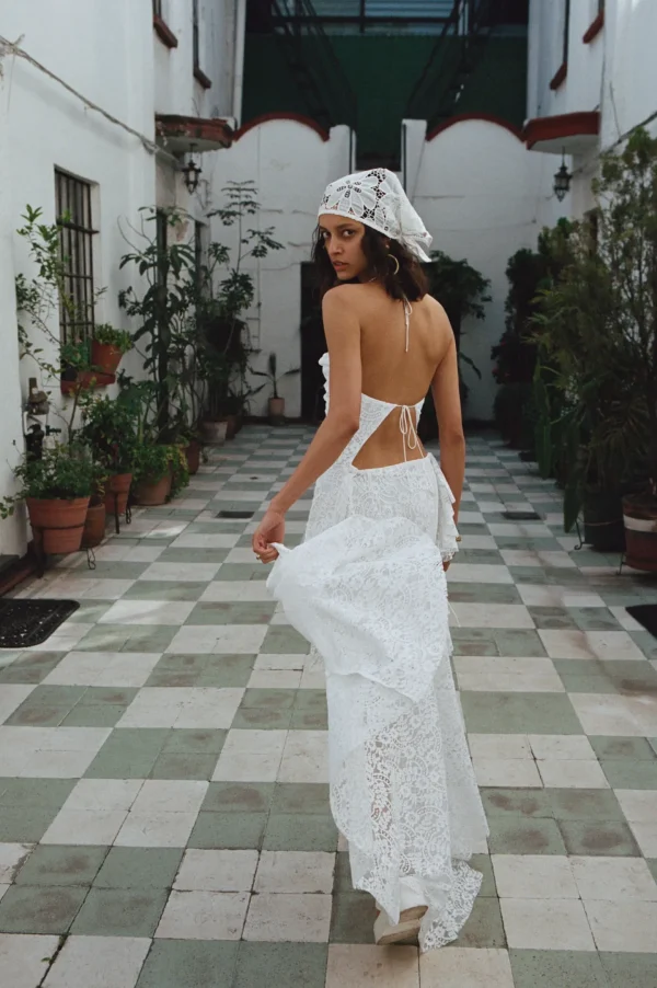 New For Love & Lemons Carmela Maxi Dress White
