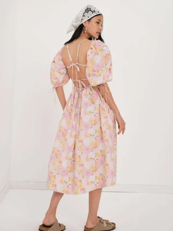 Clearance For Love & Lemons Carrie Midi Dress Pink