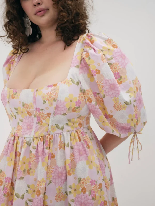 Clearance For Love & Lemons Carrie Midi Dress Pink