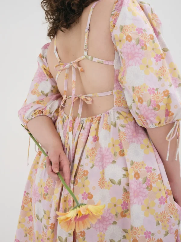 Clearance For Love & Lemons Carrie Midi Dress Pink