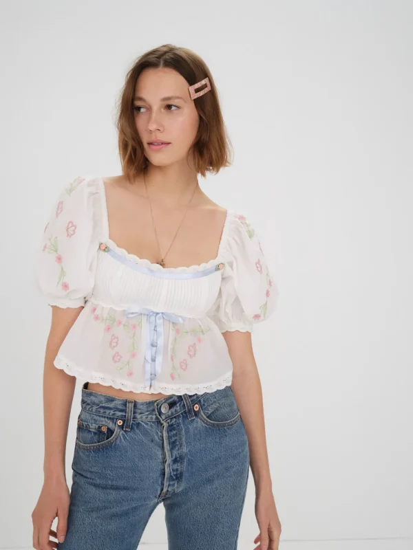 Best Sale For Love & Lemons Carrington Blouse White