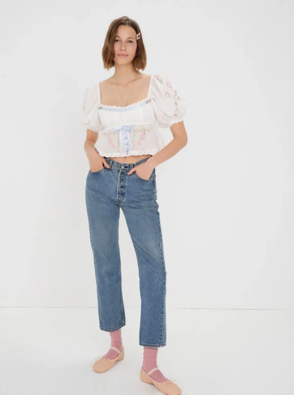 Best Sale For Love & Lemons Carrington Blouse White