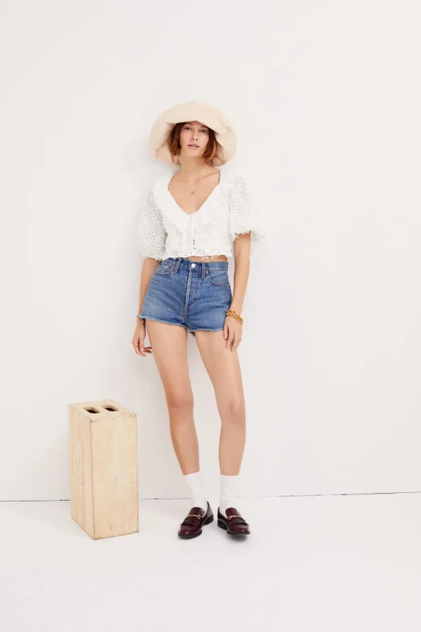 Cheap For Love & Lemons Cassie Crop Top White