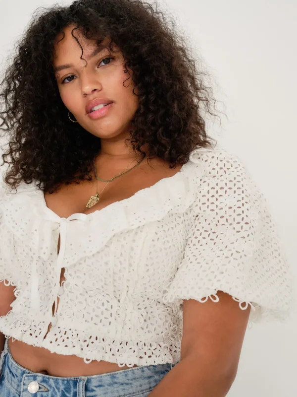 Cheap For Love & Lemons Cassie Crop Top White
