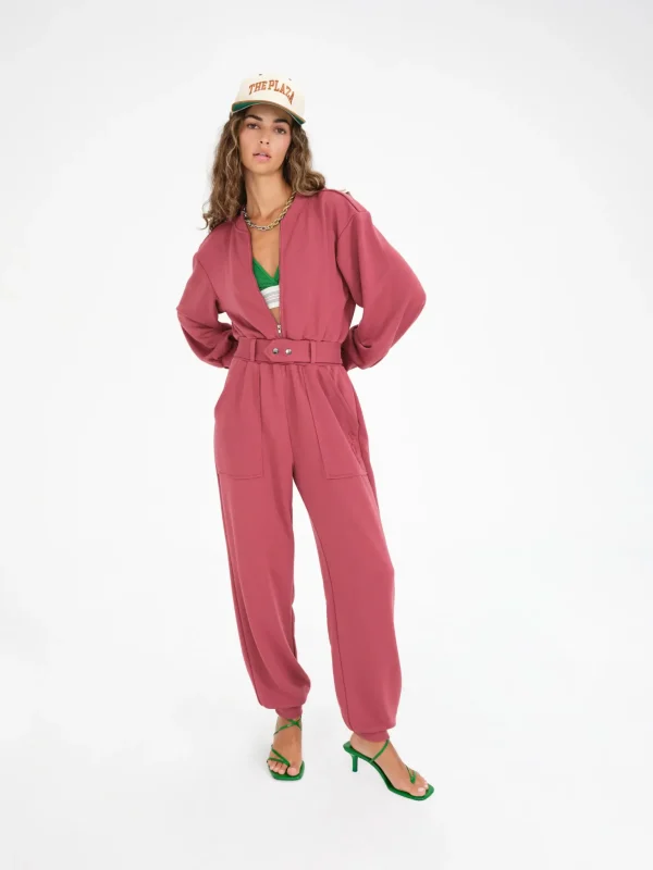 New For Love & Lemons Cinched Jumpsuit Red