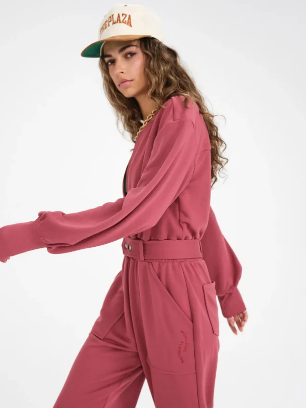 New For Love & Lemons Cinched Jumpsuit Red