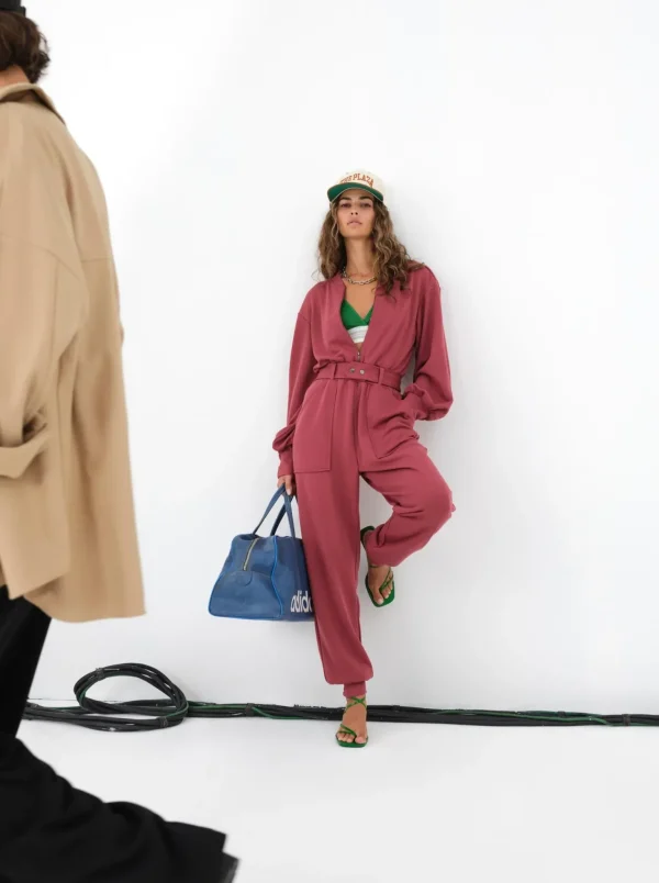 New For Love & Lemons Cinched Jumpsuit Red