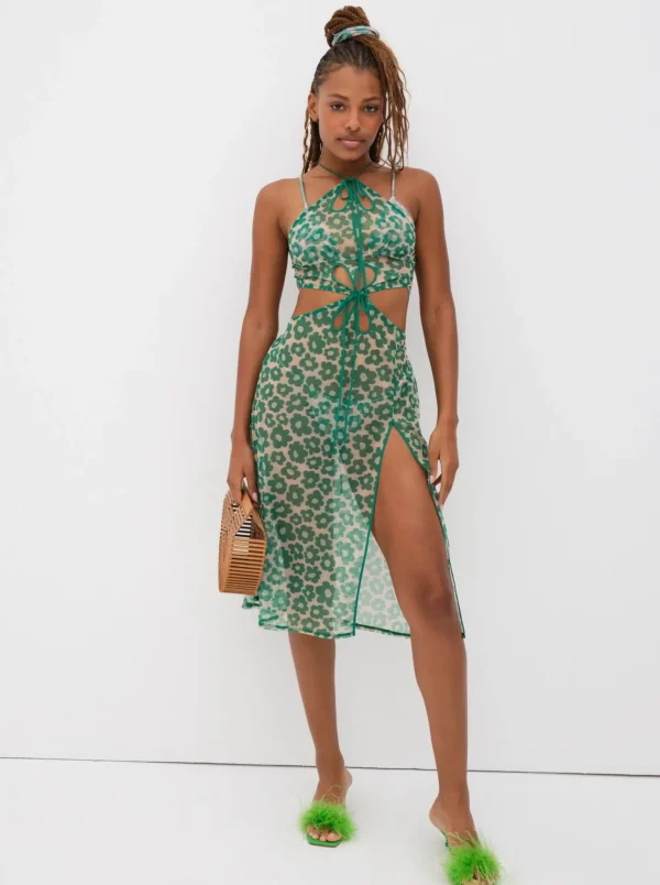 Outlet For Love & Lemons Claudia Midi Coverup Green