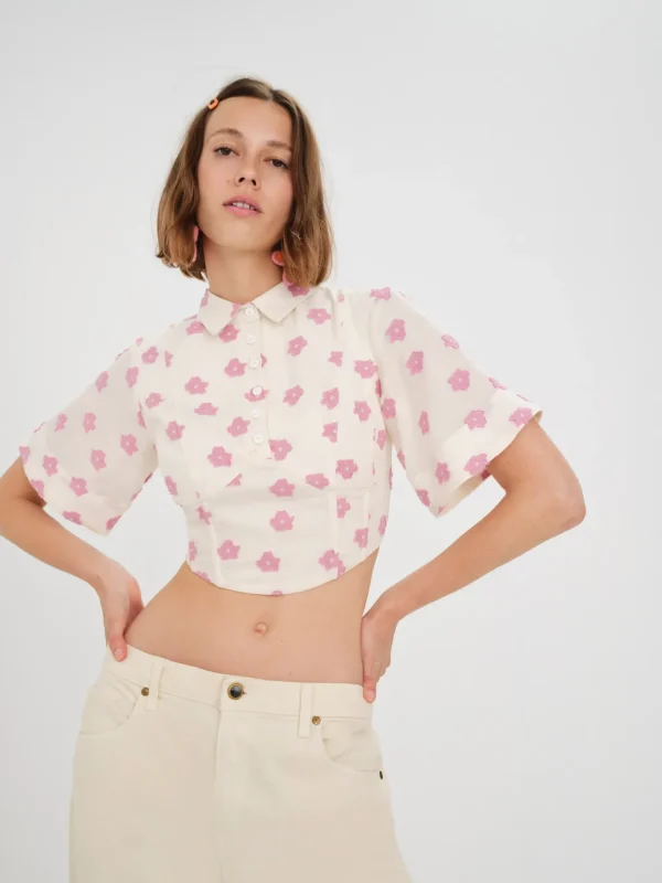New For Love & Lemons Clover Top Pink