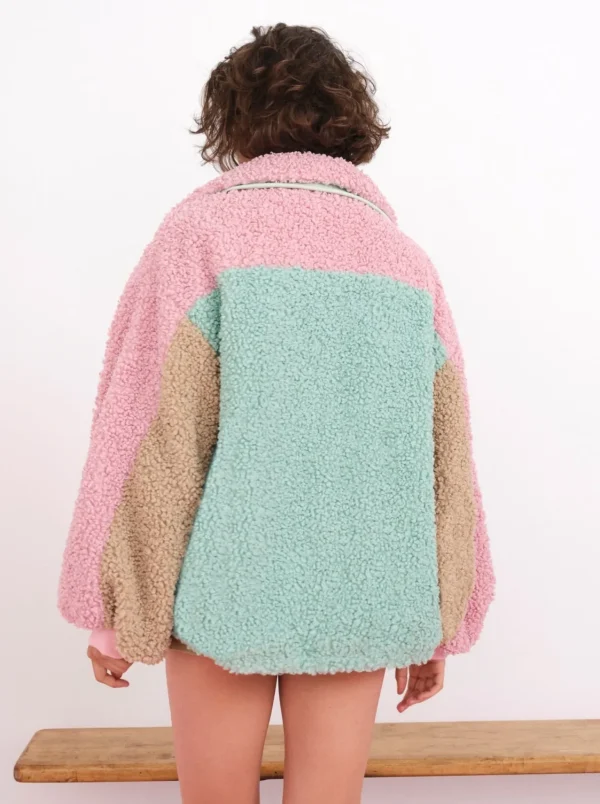 Sale For Love & Lemons Cozy Zip-Up Jacket Green