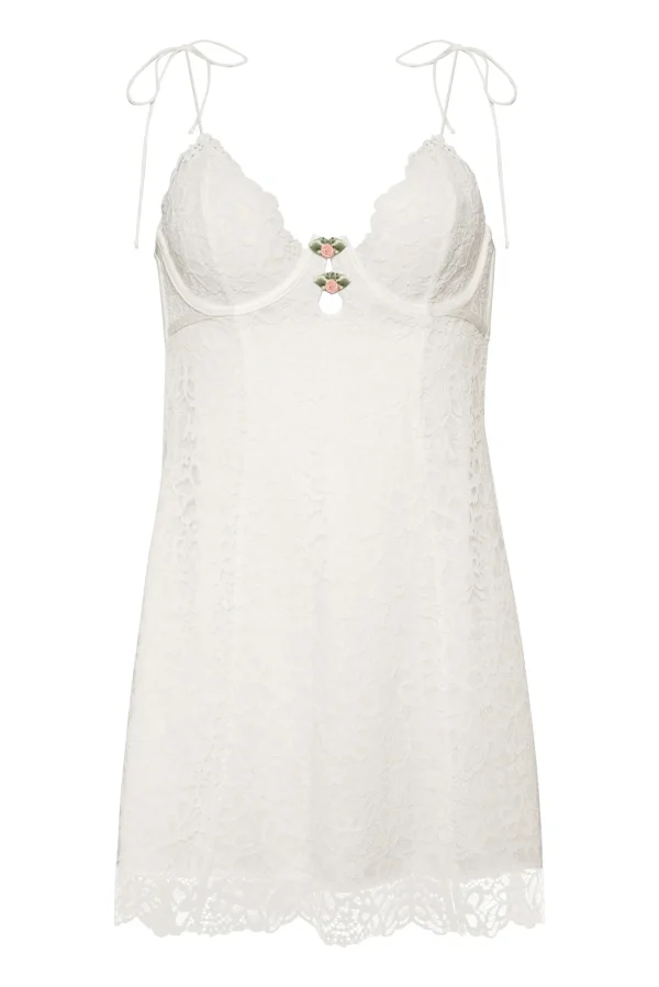 Hot For Love & Lemons Creamsicle Lace Slip Dress White