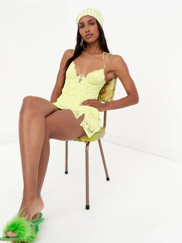 Shop For Love & Lemons Creamsicle Lace Slip Dress Green