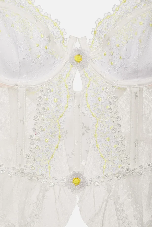 Fashion For Love & Lemons 3D Daisy Bustier White