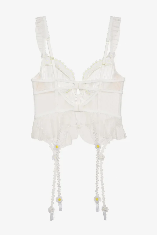Fashion For Love & Lemons 3D Daisy Bustier White