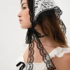 New For Love & Lemons Daisy Vine Lace Headscarf Black