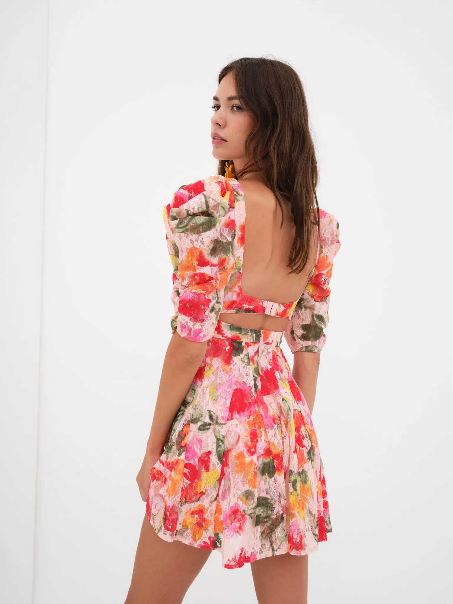 dascha_puff_sleeve_mini_d_1.webp Best For Love & Lemons Dascha Puff Sleeve Mini Dress Pink