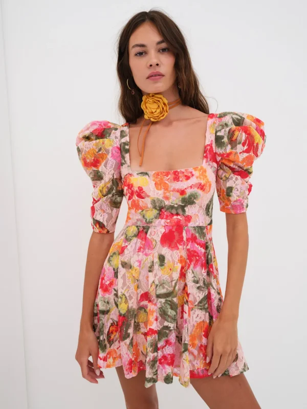 Best For Love & Lemons Dascha Puff Sleeve Mini Dress Pink