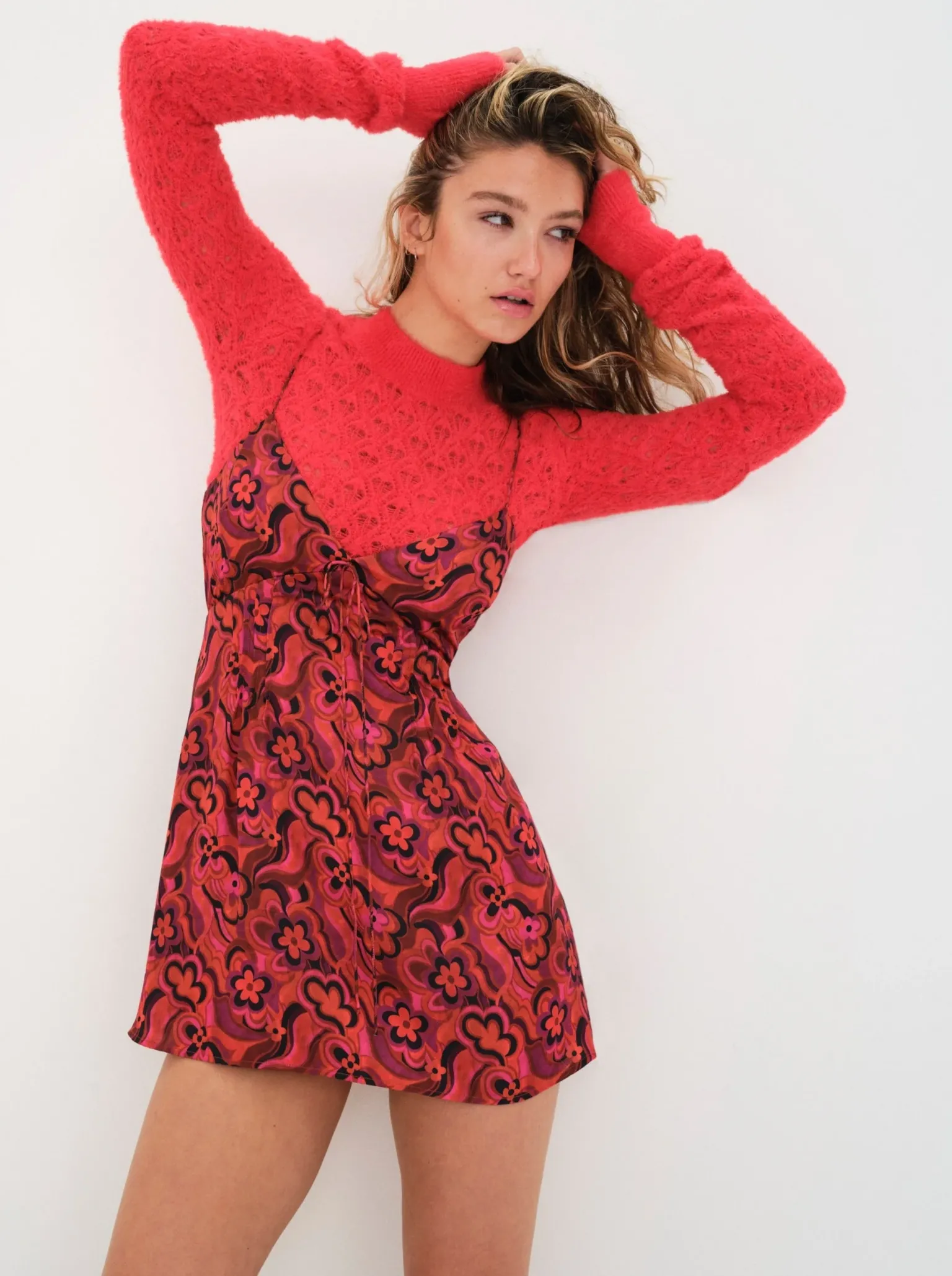 davina_mini_dress_2.webp Clearance For Love & Lemons Davina Mini Dress Red