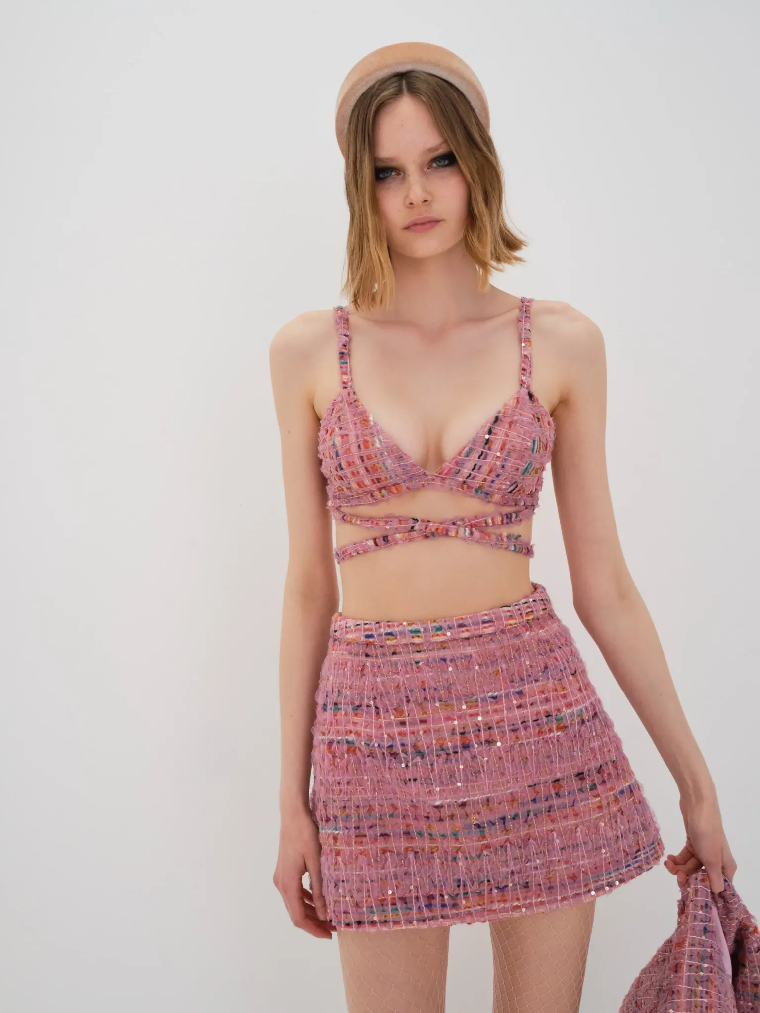 dionne_mini_skirt_3.webp Clearance For Love & Lemons Dionne Mini Skirt Pink