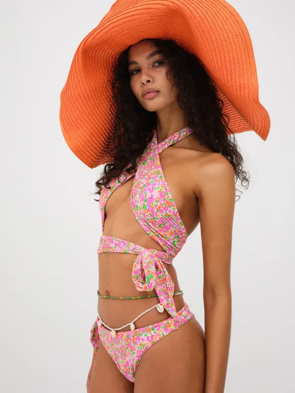 Cheap For Love & Lemons Dixie Swim Top Pink