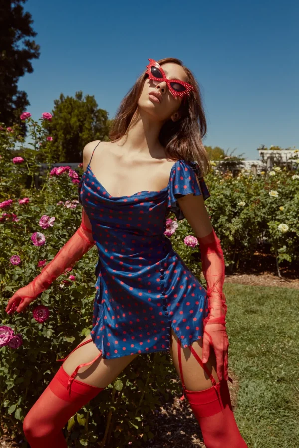 Online For Love & Lemons Dolores Mini Dress Blue