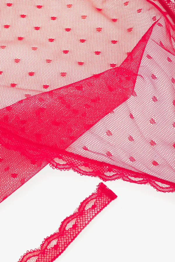Clearance For Love & Lemons Dotted Mesh Headscarf Red