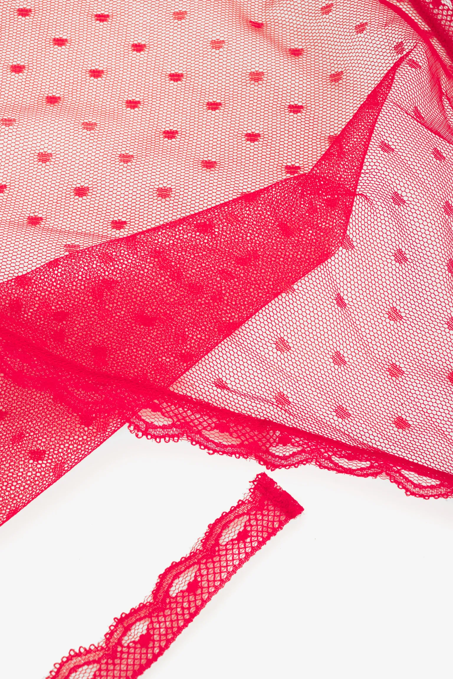 dotted_mesh_headscarf_2.webp Clearance For Love & Lemons Dotted Mesh Headscarf Red
